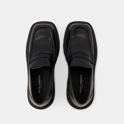 Dolce & Gabbana Classic Italian Leather Mocassins With Penny Slot Detail | Fw23