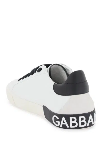 Dolce & Gabbana Portofino Leather Sneakers With Rubberized Logo Shoes