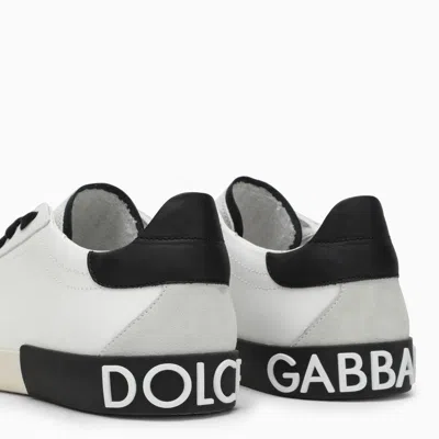 Dolce & Gabbana Portofino Leather Sneakers With Rubberized Logo Shoes