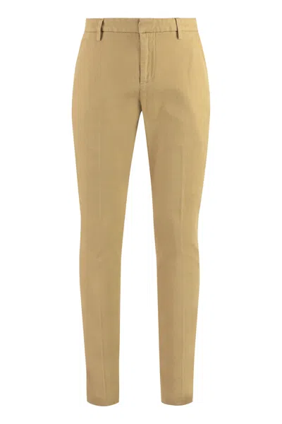 Dondup Cotton Chino Trousers With Roll-up Cuffs In Brown