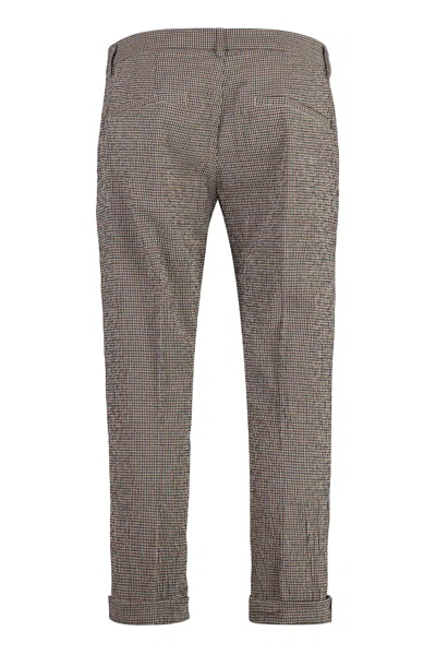 Dondup Cotton Trousers With Belt Loops And Cuffed Hem