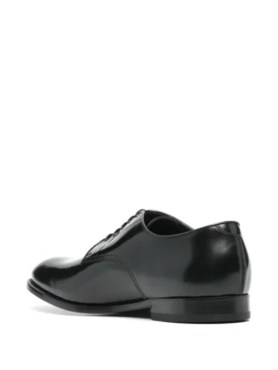 Doucal's Classic Black Derby Shoes Polished Finish In Calf Leather Man