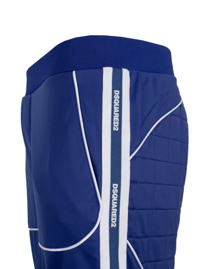 Dsquared2 Royal Blue Quilted Panel Tapered Track Pants For Men