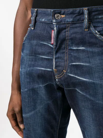 Dsquared2 Five Pocket Stretch Denim Trousers With Localized Wear Washing