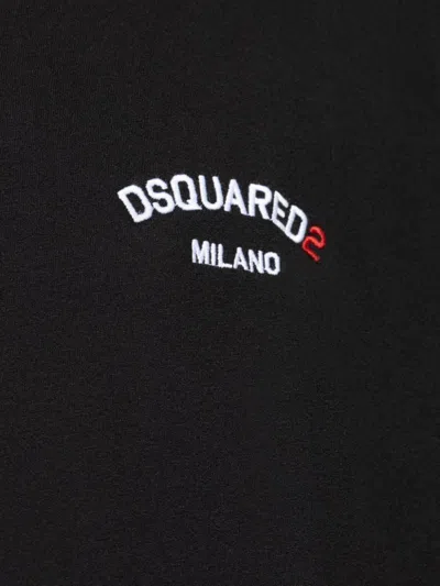 Dsquared2 Men Black Crew-neck T-shirt With Logo On The Front In Cotton Man
