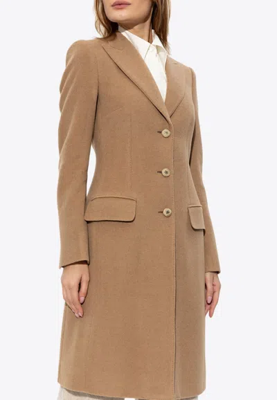 Dolce & Gabbana Single-breasted Camel Hair Coat In Beige