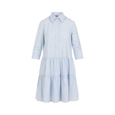 Fabiana Filippi Light Blue Cotton Mini Dress