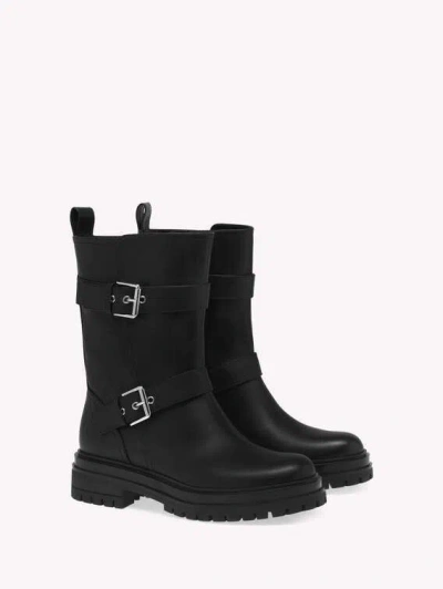 Gianvito Rossi Black Leather Biker Boots