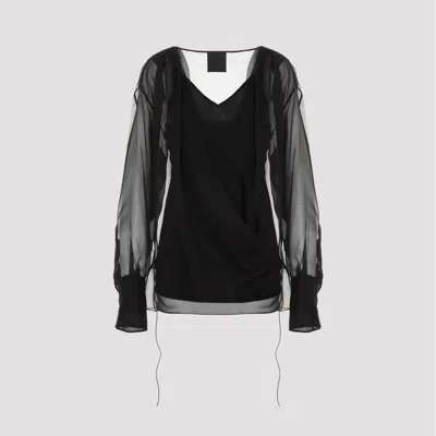Givenchy Silk Shirt With V-neckline And Draped Lace-up Details