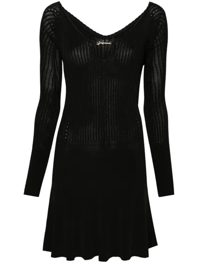 Jacquemus Womens Black Logo-plaque Slim-fit Knitted Mini Dress