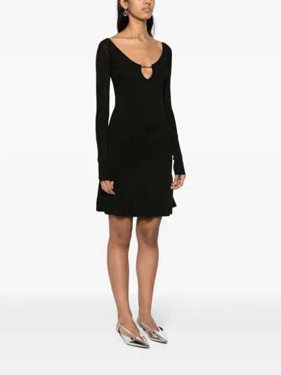 Jacquemus Womens Black Logo-plaque Slim-fit Knitted Mini Dress