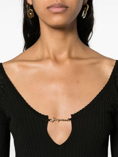 Jacquemus Womens Black Logo-plaque Slim-fit Knitted Mini Dress