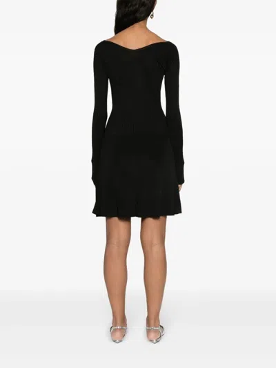 Jacquemus Womens Black Logo-plaque Slim-fit Knitted Mini Dress