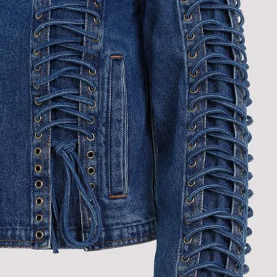 Shop Jean Paul Gaultier Corset Denim Jacket