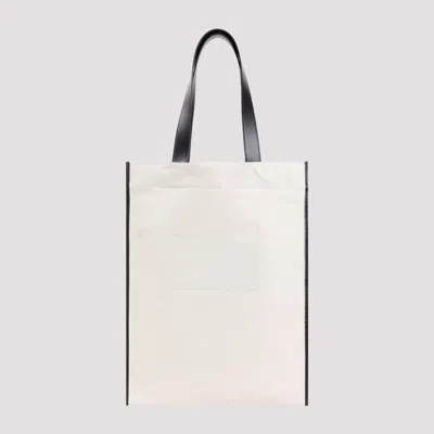 Jil Sander Natural White Cotton Border Book Tote Bag