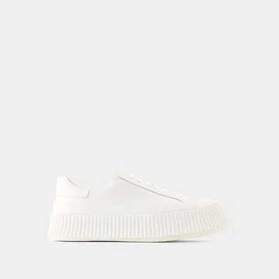 Jil Sander Man Sneakers Ivory Size 10 Textile Fibers
