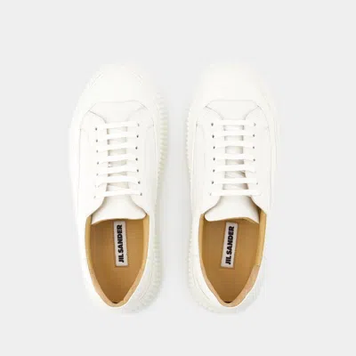 Jil Sander Man Sneakers Ivory Size 10 Textile Fibers