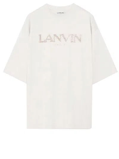 Lanvin Logo-embroidered Crewneck T-shirt In Neutral
