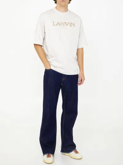 Lanvin Logo-embroidered Crewneck T-shirt In Neutral