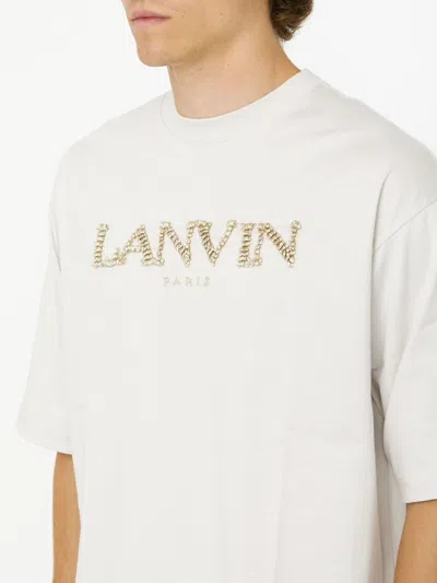 Lanvin Logo-embroidered Crewneck T-shirt In Neutral
