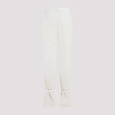 Lemaire Chalk White Cotton Straight Pants With Strings