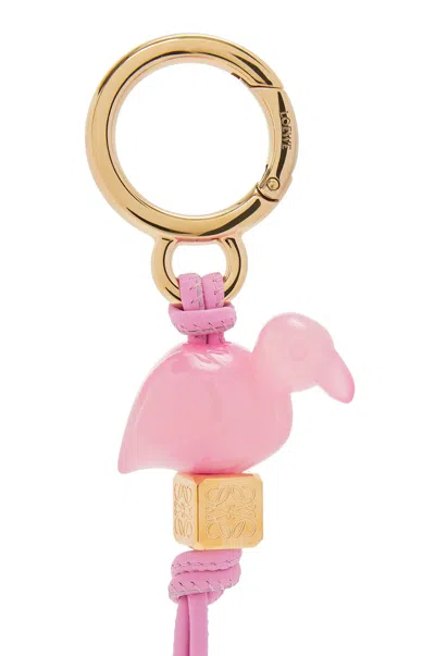 Loewe Flamingo Dice Leather Charm In Cotoncandy
