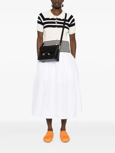 Marni Medium Rectangular Shoulder Bag With Flap In Black