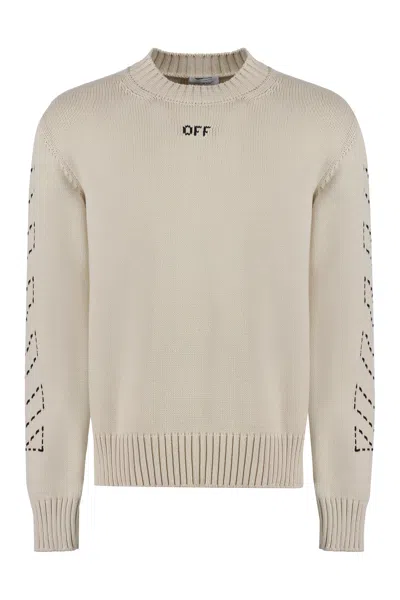Off-white Off White™ Beige Crew Neck Sweater With Stitching