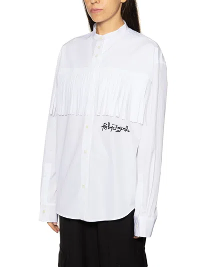 Palm Angels Logo Embroidered Fringed Shirt
