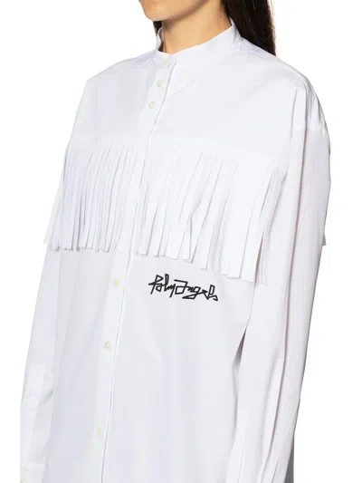 Palm Angels Logo Embroidered Fringed Shirt