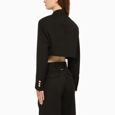 Palm Angels Double-breasted Cropped Blazer With Gold Button Accents