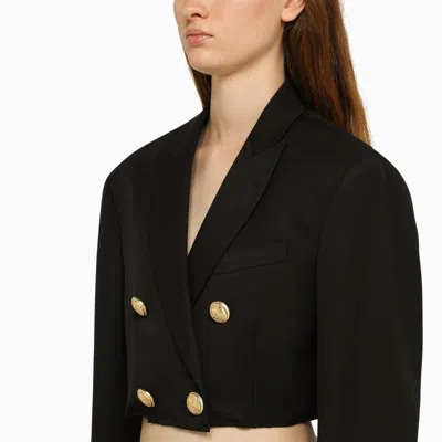 Palm Angels Double-breasted Cropped Blazer With Gold Button Accents