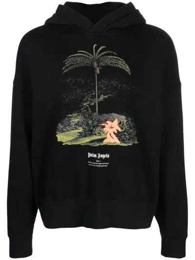 Palm Angels Enzo Graphic Print Hoodie With Ribbed Finish