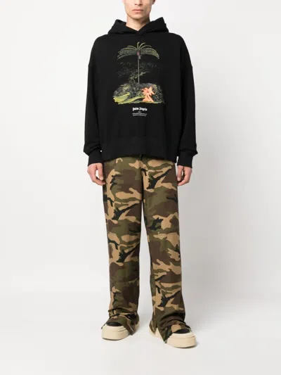 Palm Angels Enzo Graphic Print Hoodie With Ribbed Finish