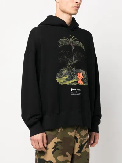 Palm Angels Enzo Graphic Print Hoodie With Ribbed Finish