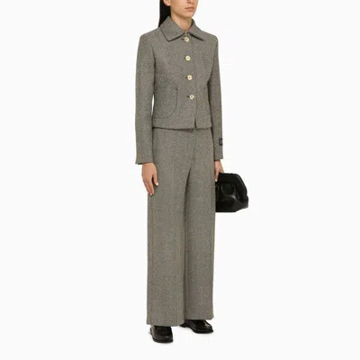 Patou Grey Herringbone Regular Trousers