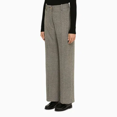 Patou Grey Herringbone Regular Trousers