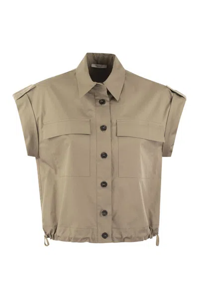 Peserico Light Cotton Satin Sail Hand Shirt With Drawstring
