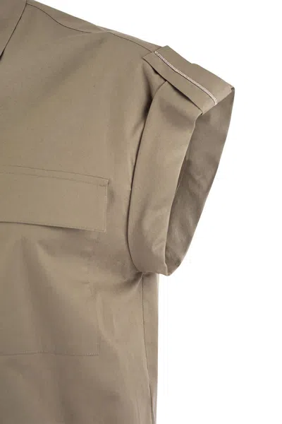 Peserico Light Cotton Satin Sail Hand Shirt With Drawstring