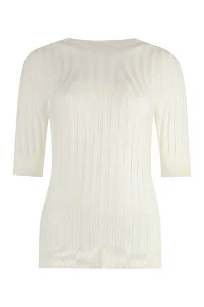 Peserico Ribbed Knit T-shirt In White