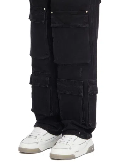 Represent Black Cotton Whiskering Jeans