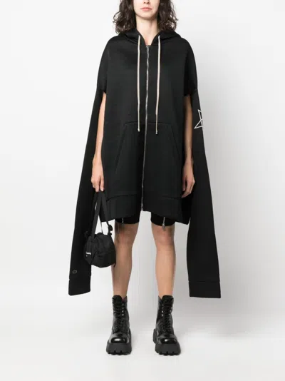 Rick Owens X Champion Oversized Zip-up Hoodie In Black For Women