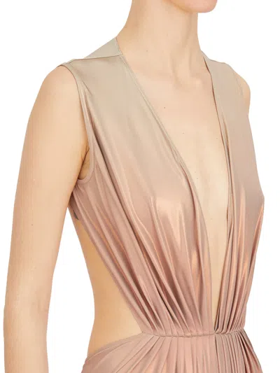 Rickowenslilies Tangerine Degrade Body Top With Deep Plunge And Open Back
