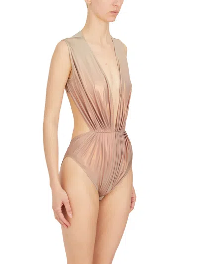 Rickowenslilies Tangerine Degrade Body Top With Deep Plunge And Open Back