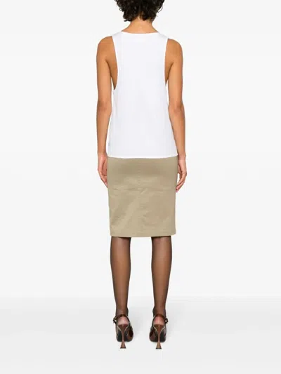 Saint Laurent Paris Women Canotta Henley In Popeline Di Cotone