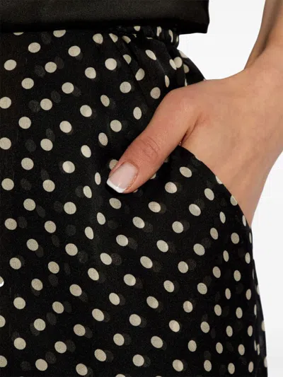 Saint Laurent Draped Polka-dot Silk-chiffon Midi Skirt