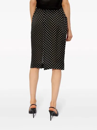 Saint Laurent Draped Polka-dot Silk-chiffon Midi Skirt