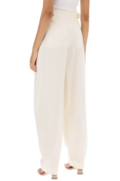 Stella Mccartney Cream Wool Baggy Trousers For Women