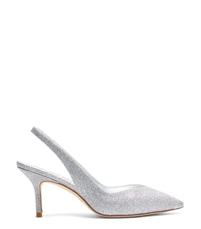 Stuart Weitzman Eva 75 Slingback Pumps In Silver