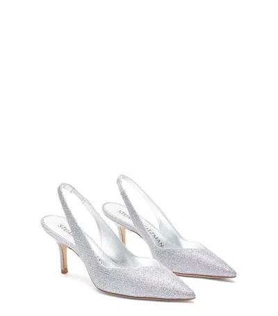Stuart Weitzman Eva 75 Slingback Pumps In Silver